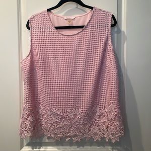 TanJay pink lace sleevless blouse.